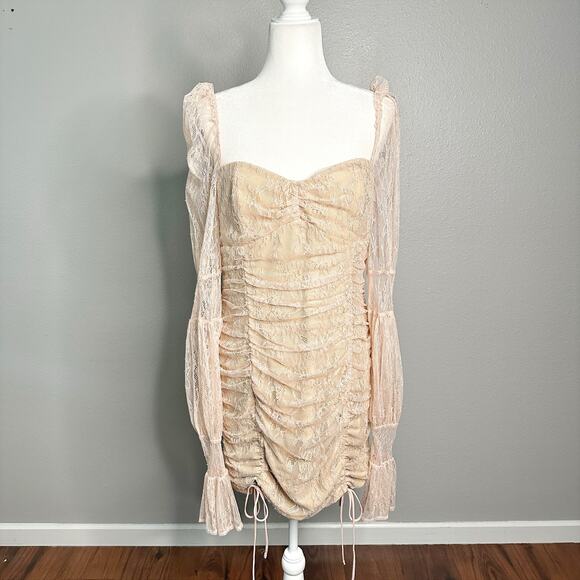 Michael Costello x Revolve Isadora Mini Dress in Baby Pink Blush Lace Size XL - Picture 2 of 13